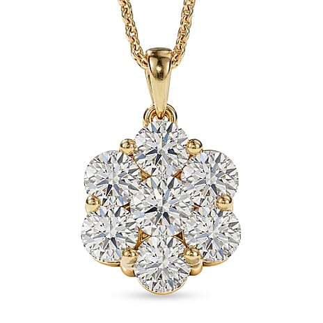 Luxuriant - Lab Grown Diamond (SI-G-H) Pressure Set Pendant with Chain (Size 20) in 18K Vermeil Yellow Gold Plated Sterling Silver 2.00 Ct.