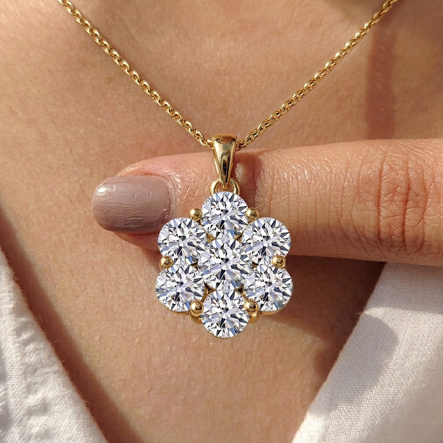 Luxuriant - Lab Grown Diamond (SI-G-H) Pressure Set Pendant with Chain (Size 20) in 18K Vermeil Yellow Gold Plated Sterling Silver 2.00 Ct.