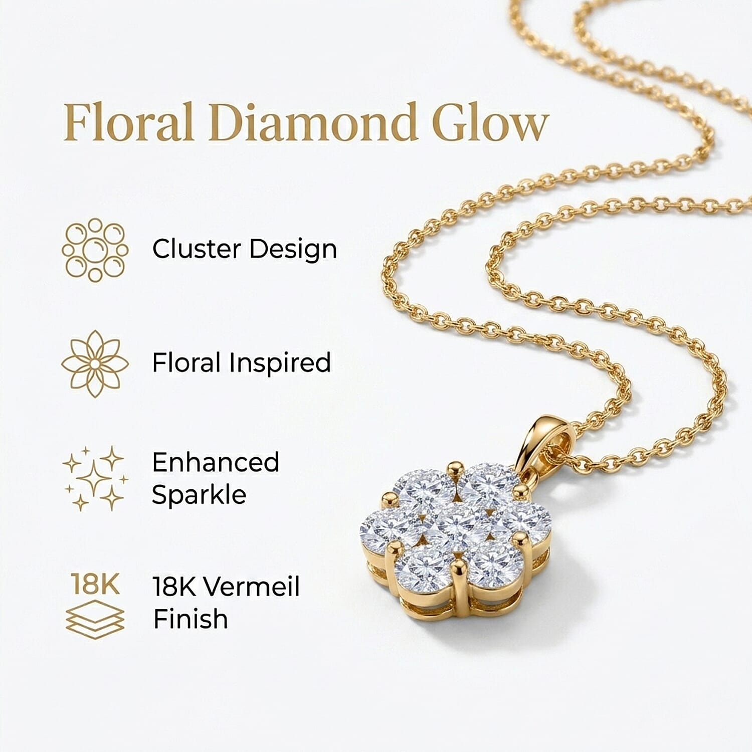 Luxuriant - Lab Grown Diamond (SI-G-H) Pressure Set Pendant with Chain (Size 20) in 18K Vermeil Yellow Gold Plated Sterling Silver 2.00 Ct.