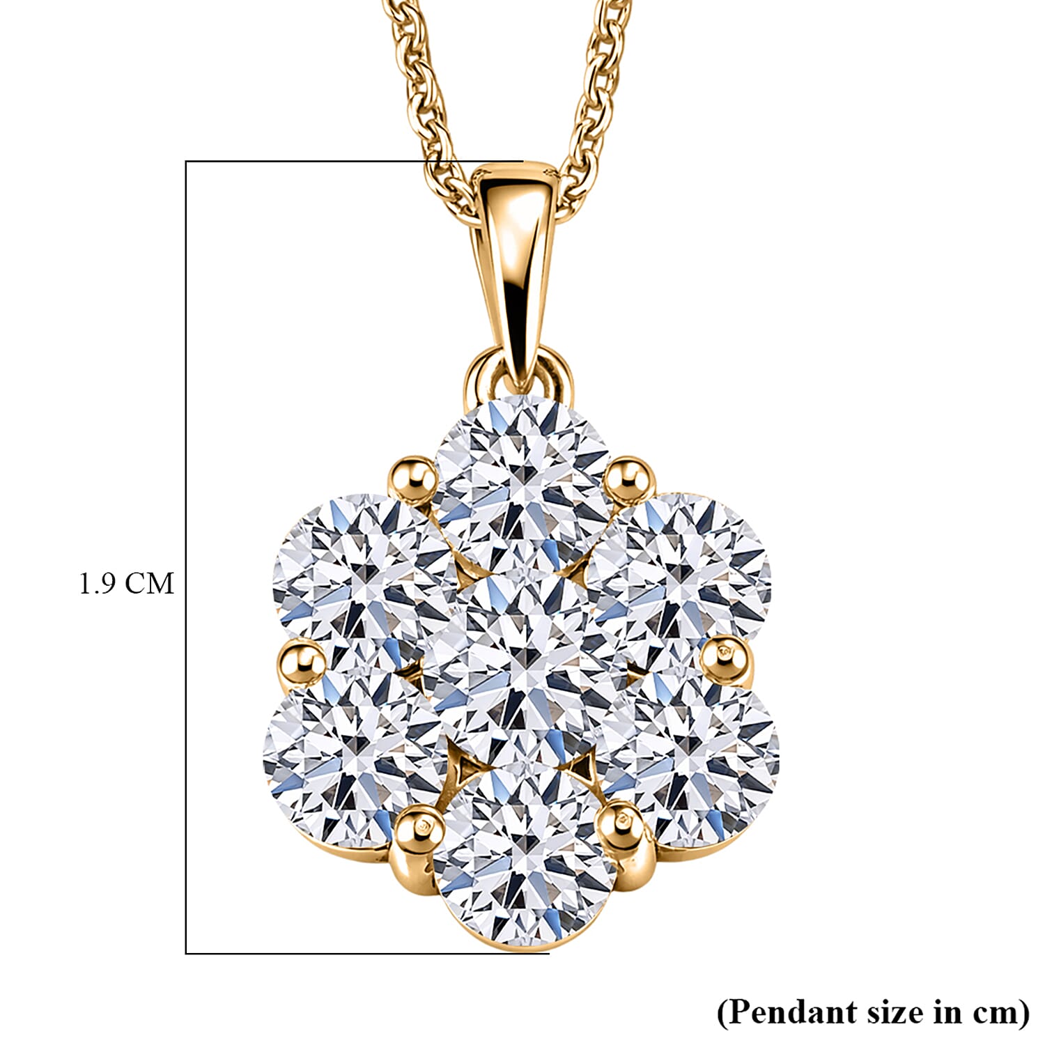 Luxuriant - Lab Grown Diamond (SI-G-H) Pressure Set Pendant with Chain (Size 20) in 18K Vermeil Yellow Gold Plated Sterling Silver 2.00 Ct.