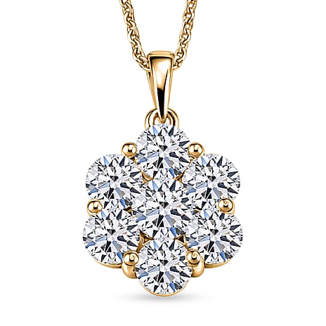 Luxuriant - Lab Grown Diamond (SI-G-H) Pressure Set Pendant with Chain (Size 20) in 18K Vermeil Yellow Gold Plated Sterling Silver 2.00 Ct.