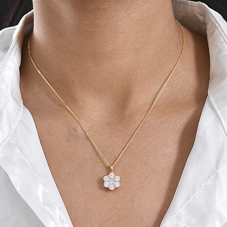 Luxuriant - Lab Grown Diamond (SI-G-H) Pressure Set Pendant with Chain (Size 20) in 18K Vermeil Yellow Gold Plated Sterling Silver 2.00 Ct.