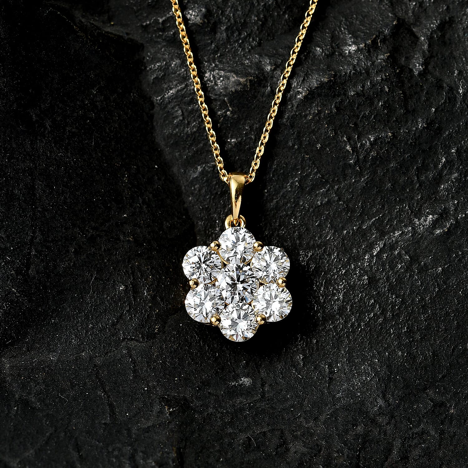 Luxuriant - Lab Grown Diamond (SI-G-H) Pressure Set Pendant with Chain (Size 20) in 18K Vermeil Yellow Gold Plated Sterling Silver 2.00 Ct.