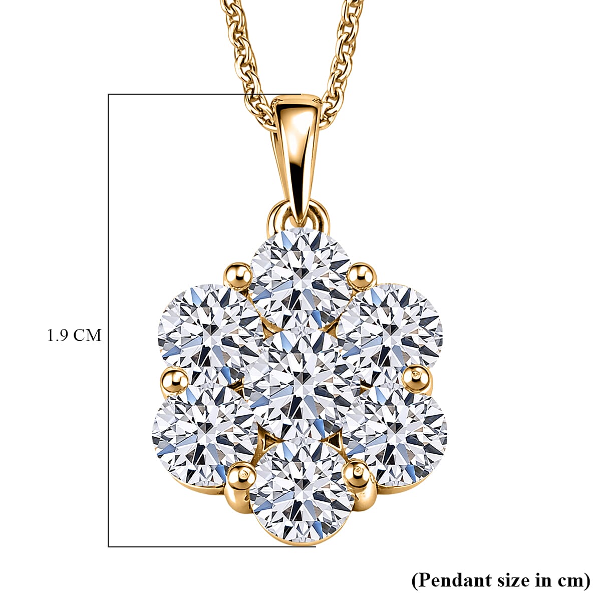 Luxuriant - Lab Grown Diamond (SI-G-H) Pressure Set Pendant with Chain (Size 20) in 18K Vermeil Yellow Gold Plated Sterling Silver 2.00 Ct.