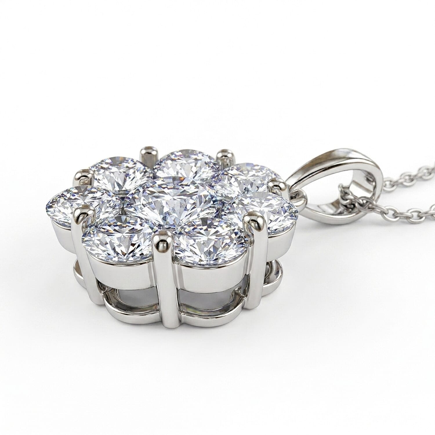 Luxuriant - Lab Grown Diamond (SI-G-H) Pressure Set Pendant with Chain (Size 20) in Rhodium Overlay Sterling Silver 2.00 Ct.