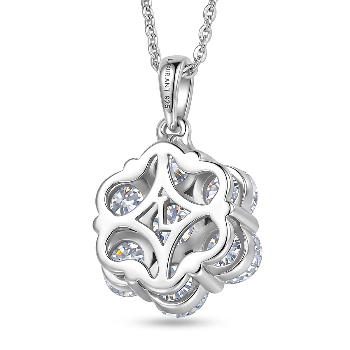 Luxuriant - Lab Grown Diamond (SI-G-H) Pressure Set Pendant with Chain (Size 20) in Rhodium Overlay Sterling Silver 2.00 Ct.