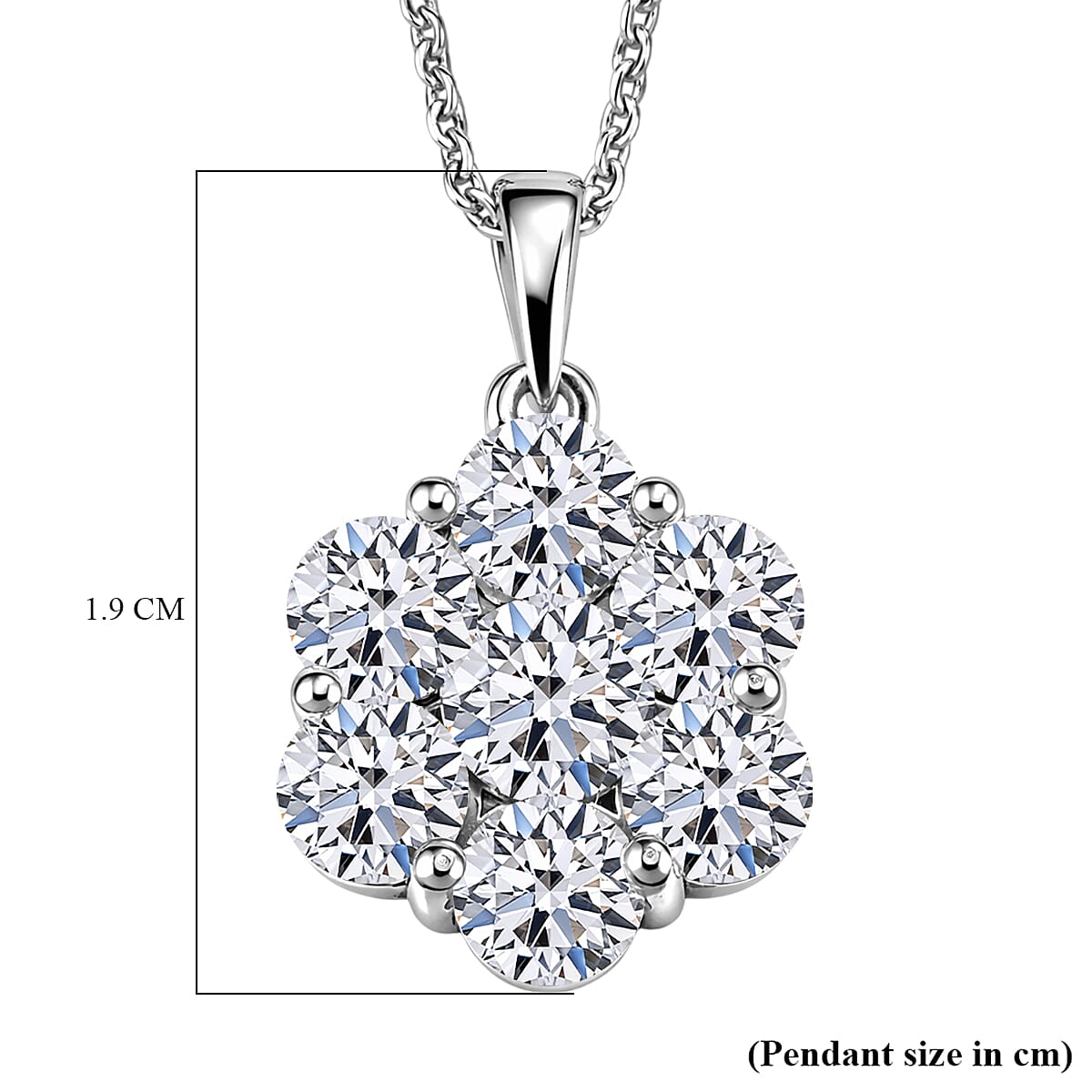 Luxuriant - Lab Grown Diamond (SI-G-H) Pressure Set Pendant with Chain (Size 20) in Rhodium Overlay Sterling Silver 2.00 Ct.