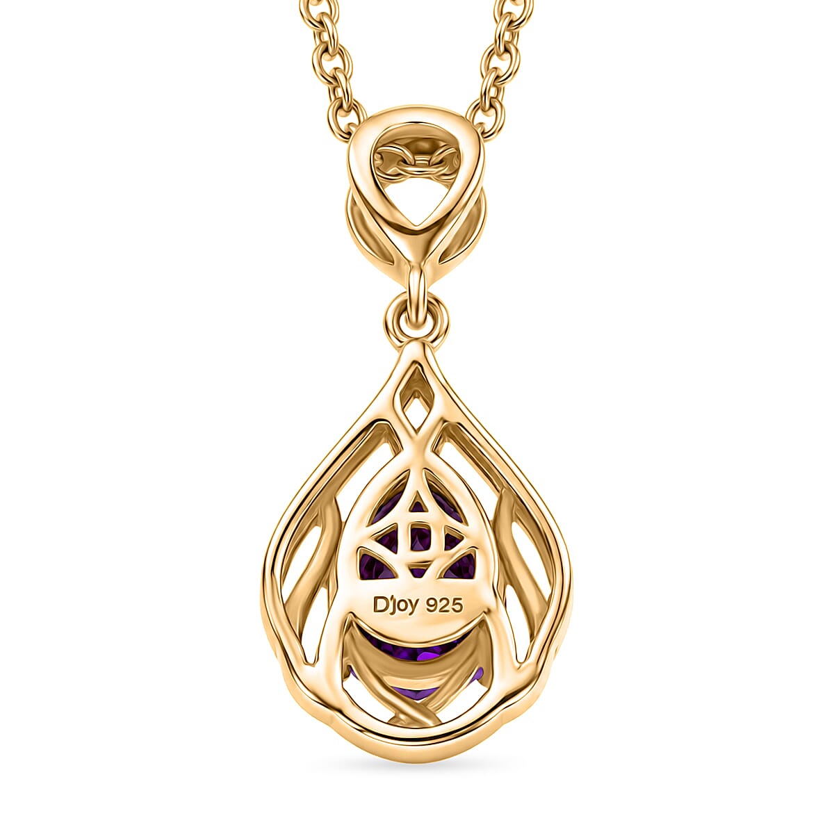 D'Joy - AAA Zambian Amethyst Pendant in Yellow Gold Plated Sterling Silver with Chain (Size 20) 1.00 Ct.