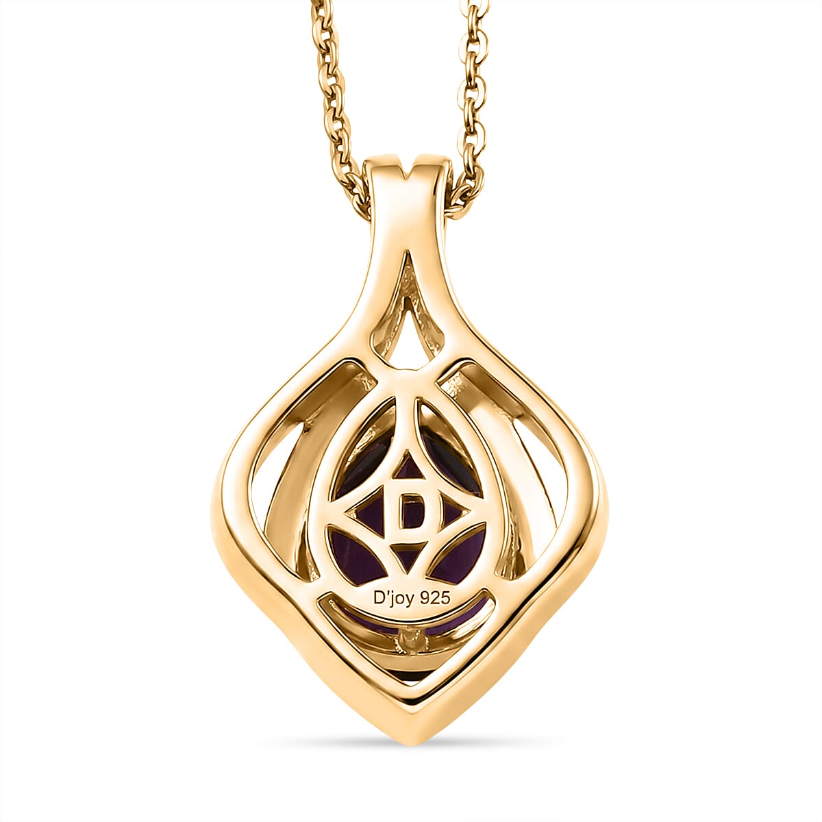 D'Joy - AAA Zambian Amethyst Pendant with Chain (Size 20) in Yellow Gold Plated Sterling Silver 1.50 Ct.