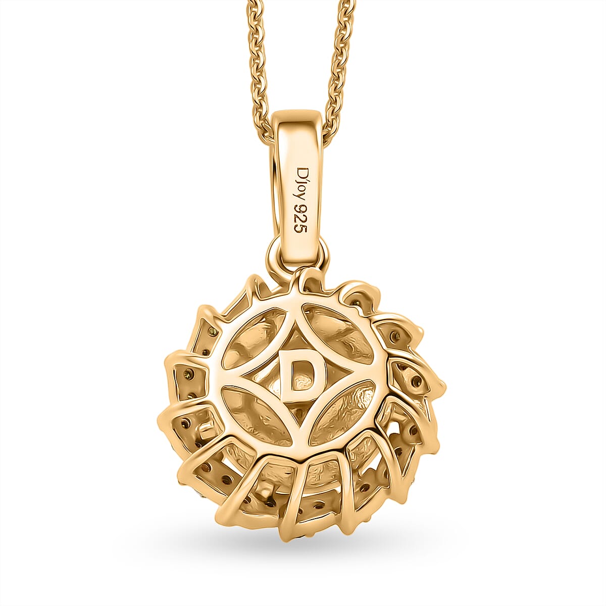 Royal Bali Collection - D'Joy Golden South Sea Pearl & Natural Yellow Diamond Pendant with Chain (Size 20) in 18K Vermeil Yellow Gold Plated Sterling Silver 8.00 Ct.