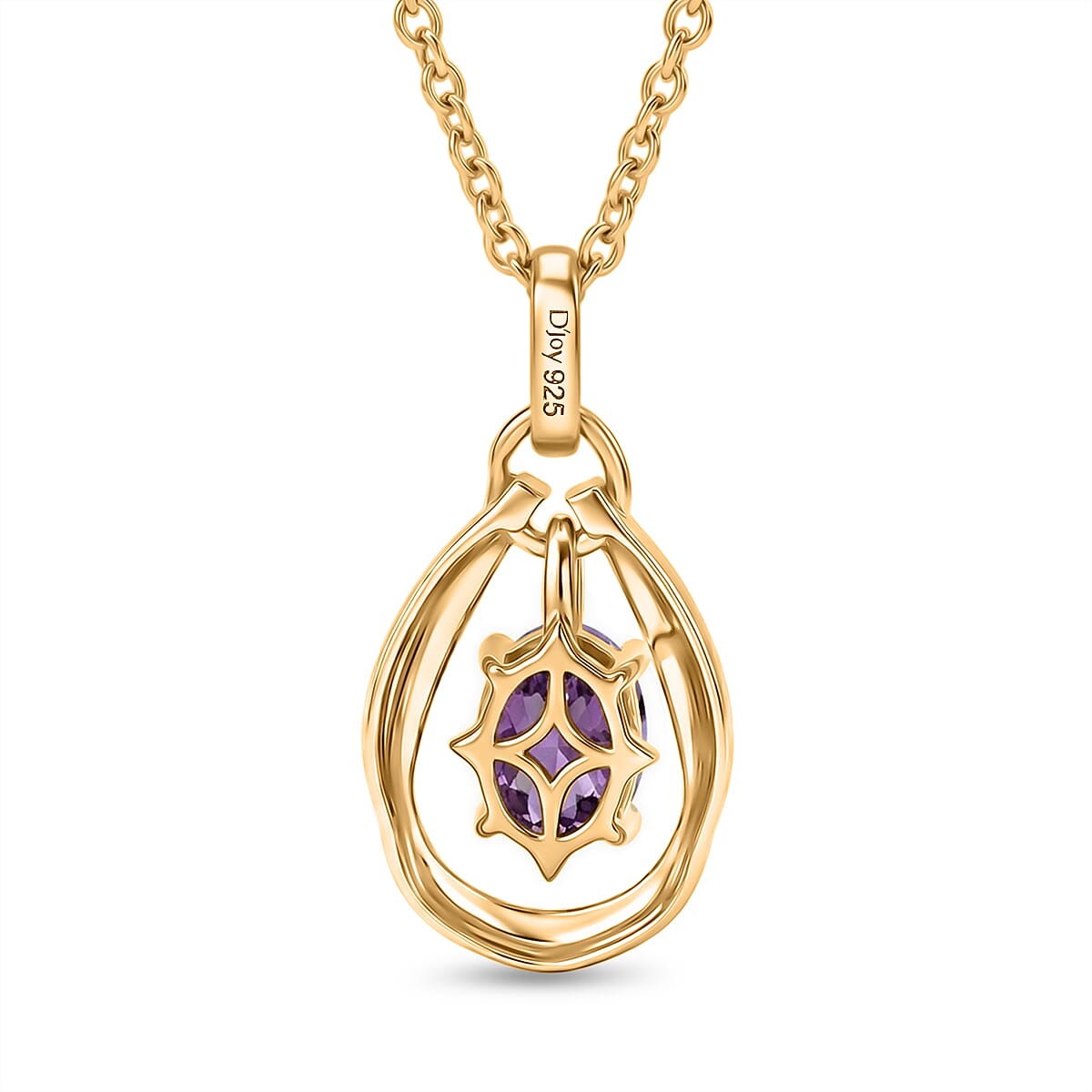 D'Joy - AAA Zambian Amethyst Pendant in Yellow Gold Plated Sterling Silver with Chain (Size 20) 1.14 Ct.