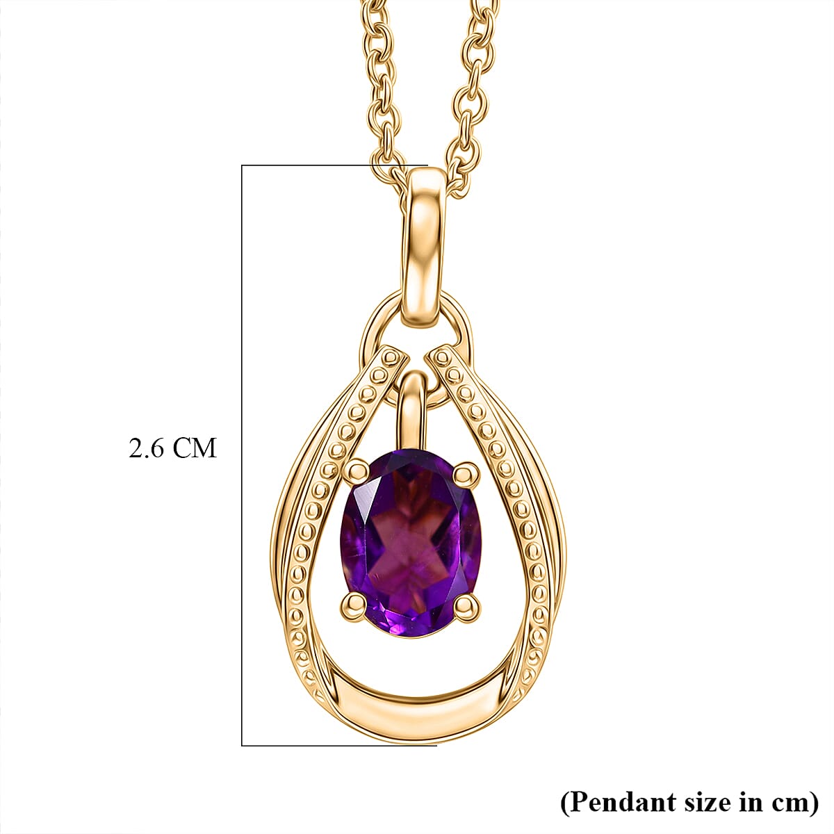 D'Joy - AAA Zambian Amethyst Pendant in Yellow Gold Plated Sterling Silver with Chain (Size 20) 1.14 Ct.