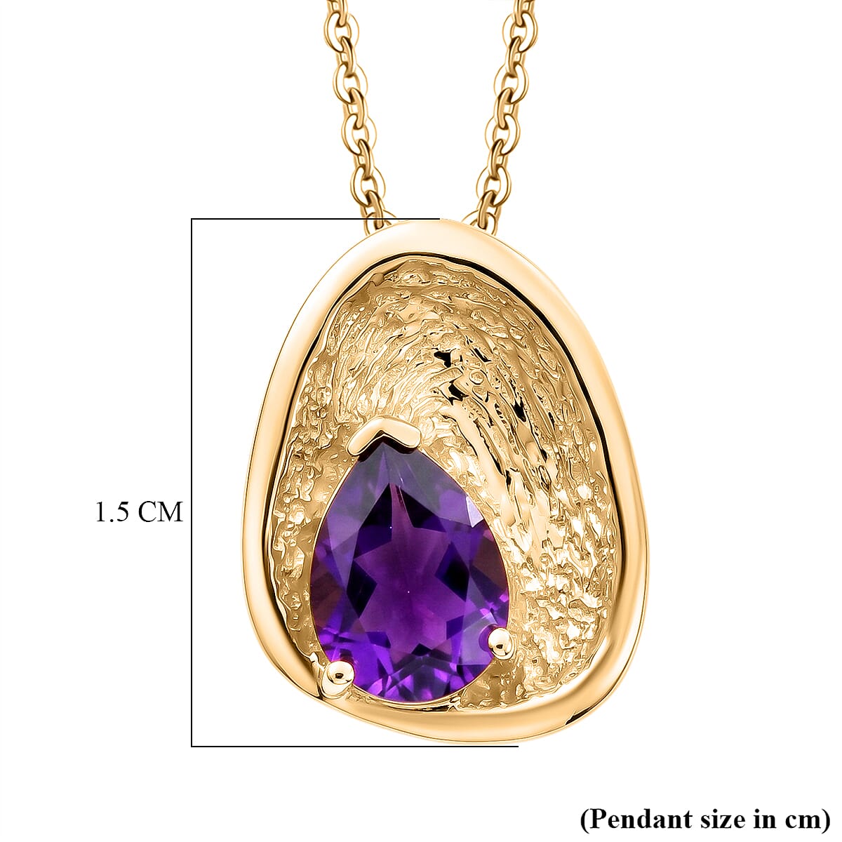 Zambian Amethyst Pendant with Torn Chain 19DC (Size 20) in 18K YG Plating Sterling Silver  1.051  Ct.