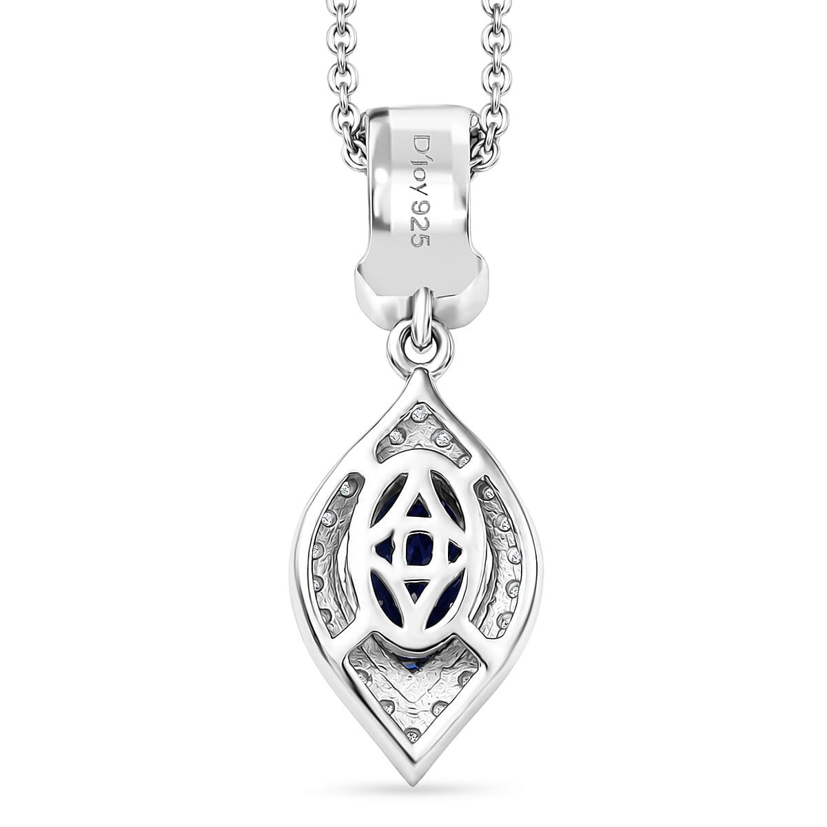 D'Joy - Tanzanite & White Zircon Pendant with Chain (Size 20) in Rhodium Overlay Sterling Silver