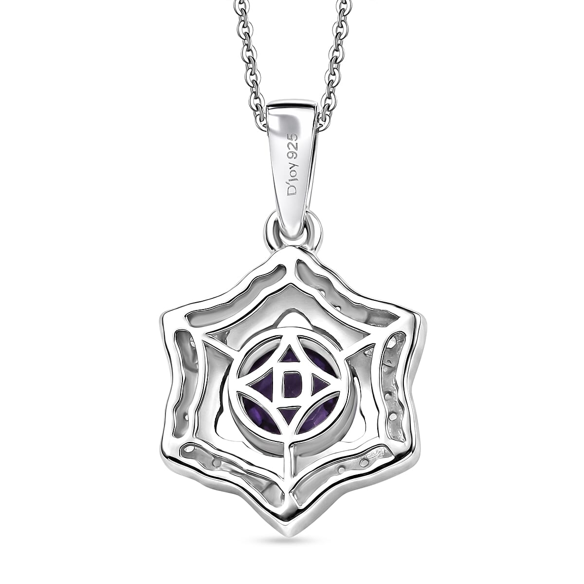 D'Joy - Tanzanite & White Zircon Pendant with Chain (Size 20) in Platinum Overlay & Yellow Gold Plated Sterling Silver