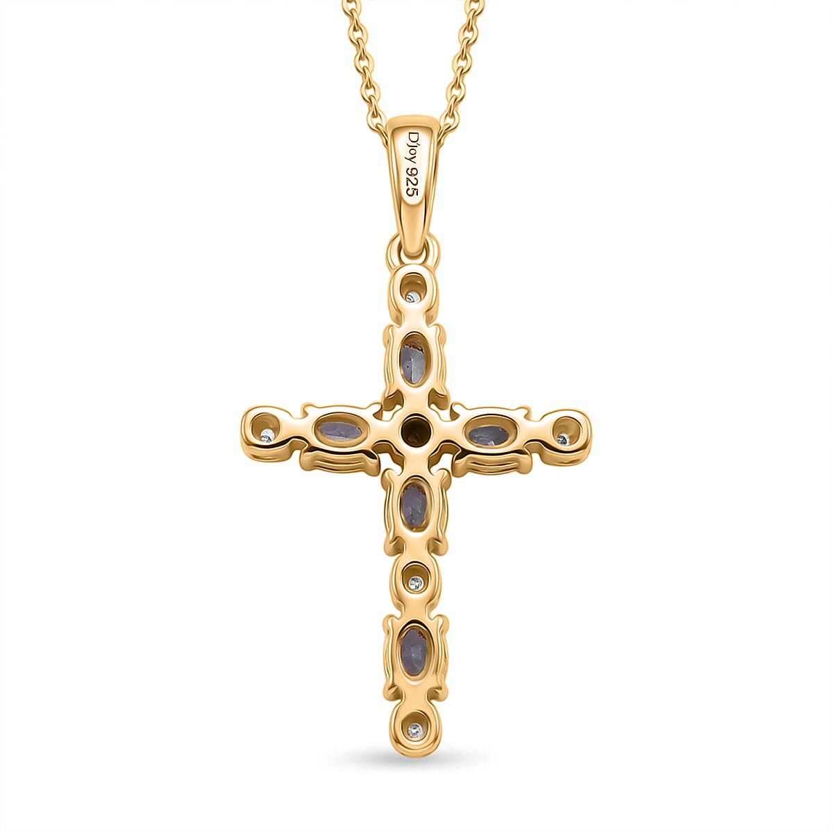 D'Joy - Tanzanite & Moissanite Pendant with Chain (Size 20) in Yellow Gold Plated Sterling Silver 1.06 Ct.