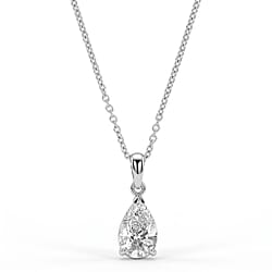 LUXURIANT 2 Ct. Lab Grown Diamond Oval-Cut Solitaire Pendant with Chain (Size 20) in Rhodium Overlay Sterling Silver, SGL Certified (SI-G-H)