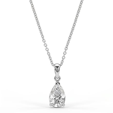 Luxuriant - SGL Certified Lab Grown Diamond (SI-G-H) Pendant with (Size 20) in Rhodium Overlay Sterling Silver 2.00 Ct.