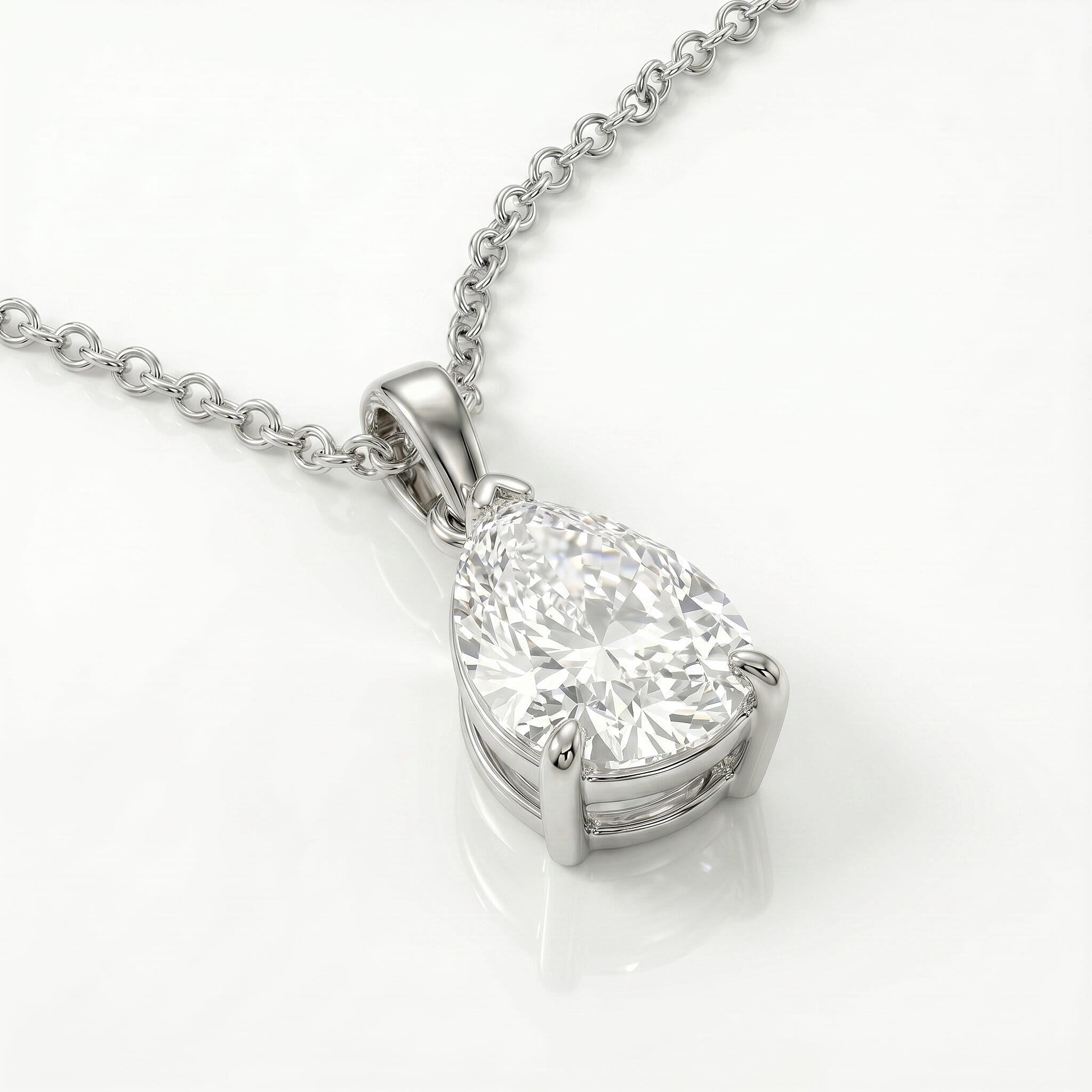 Luxuriant - SGL Certified Lab Grown Diamond (SI-G-H) Pendant with (Size 20) in Rhodium Overlay Sterling Silver 2.00 Ct.