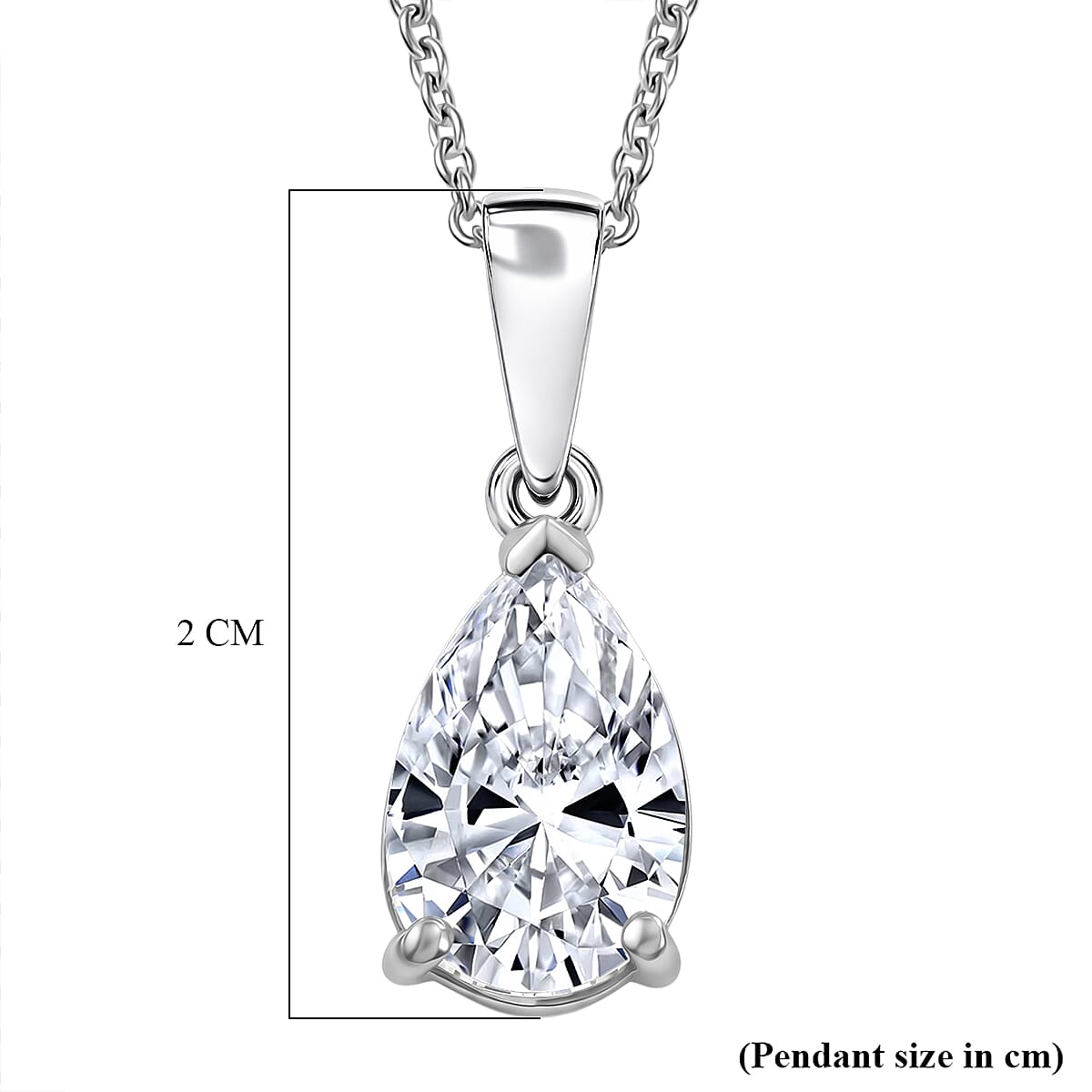 Luxuriant - SGL Certified Lab Grown Diamond (SI-G-H) Pendant with (Size 20) in Rhodium Overlay Sterling Silver 2.00 Ct.