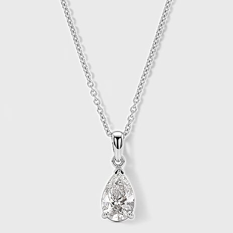 Luxuriant - SGL Certified Lab Grown Diamond (SI-G-H) Pendant with (Size 20) in Rhodium Overlay Sterling Silver 2.00 Ct.