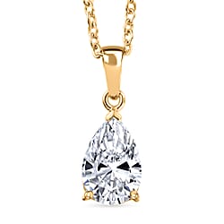 Luxuriant - SGL Certified Lab Grown Diamond (SI-G-H) Solitaire Pendant with Chain (Size 20) in 18K Vermeil Yellow Gold Plated Sterling Silver 2.00 Ct.