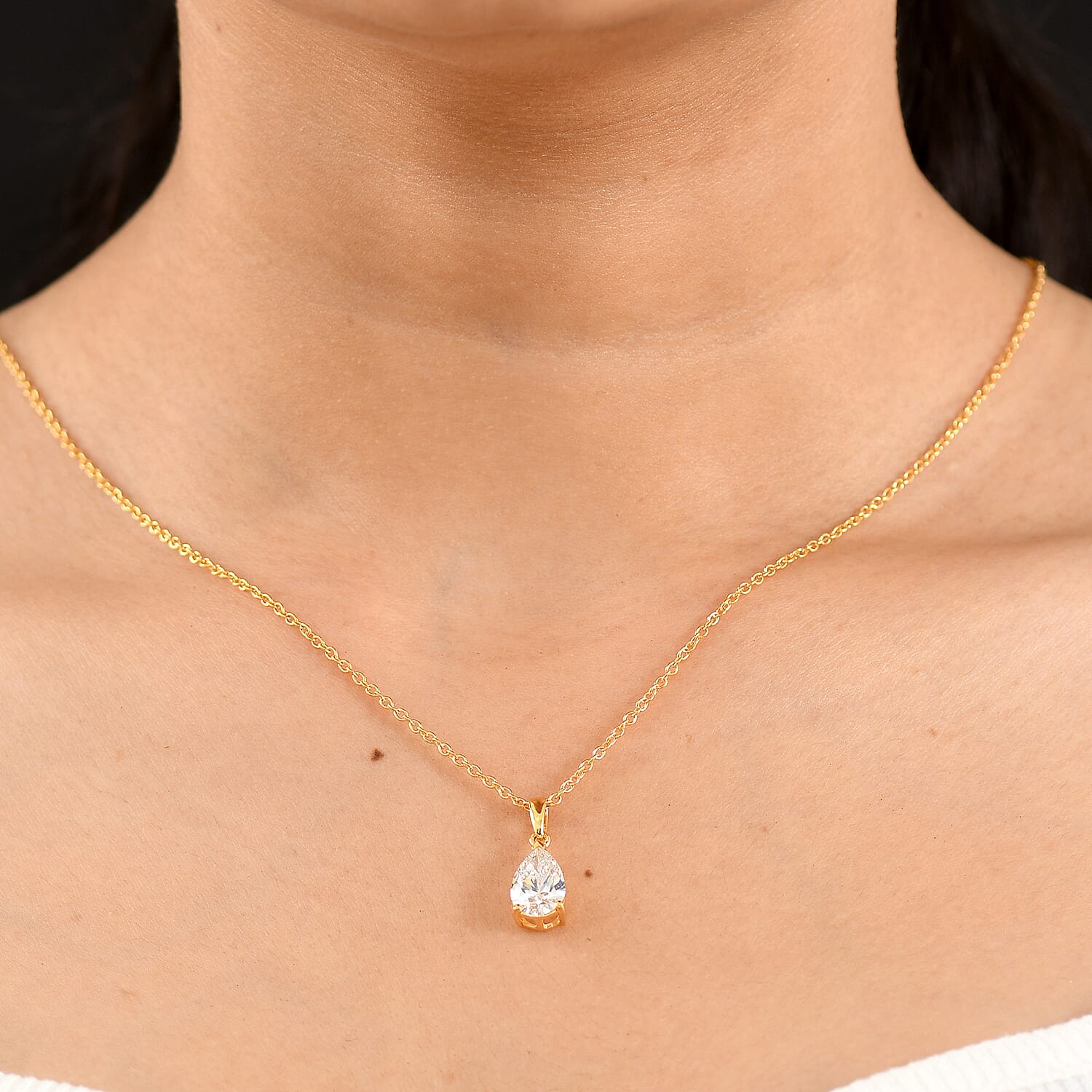 Luxuriant - SGL Certified Lab Grown Diamond (SI-G-H) Solitaire Pendant with Chain (Size 20) in 18K Vermeil Yellow Gold Plated Sterling Silver 2.00 Ct.