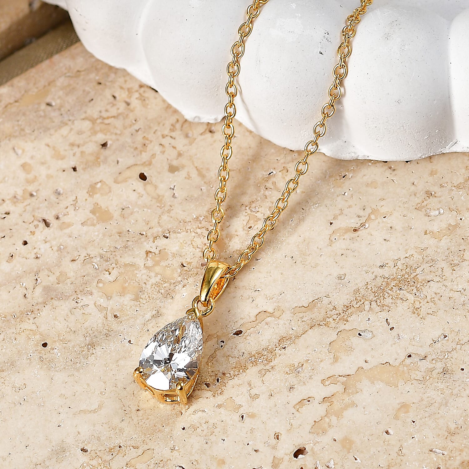 Luxuriant - SGL Certified Lab Grown Diamond (SI-G-H) Solitaire Pendant with Chain (Size 20) in 18K Vermeil Yellow Gold Plated Sterling Silver 2.00 Ct.