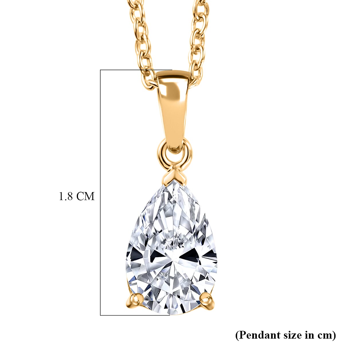 Luxuriant - SGL Certified Lab Grown Diamond (SI-G-H) Solitaire Pendant with Chain (Size 20) in 18K Vermeil Yellow Gold Plated Sterling Silver 2.00 Ct.