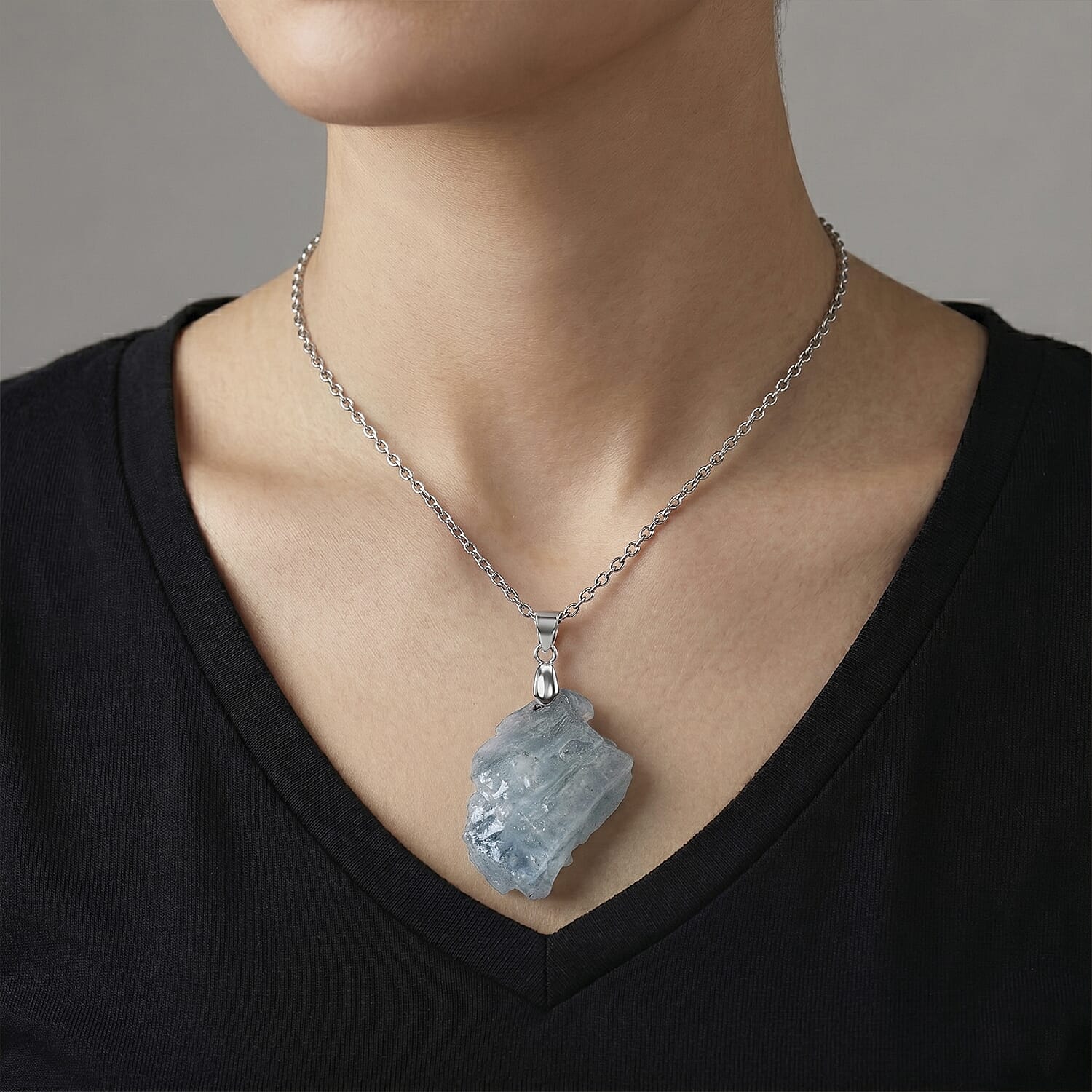 Aquamarine Pendant with Chain (Size 20) 63.00 Ct.