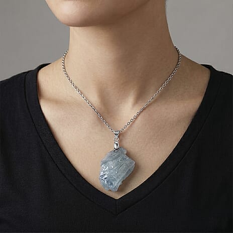 Aquamarine Pendant with Chain (Size 20) 63.00 Ct.