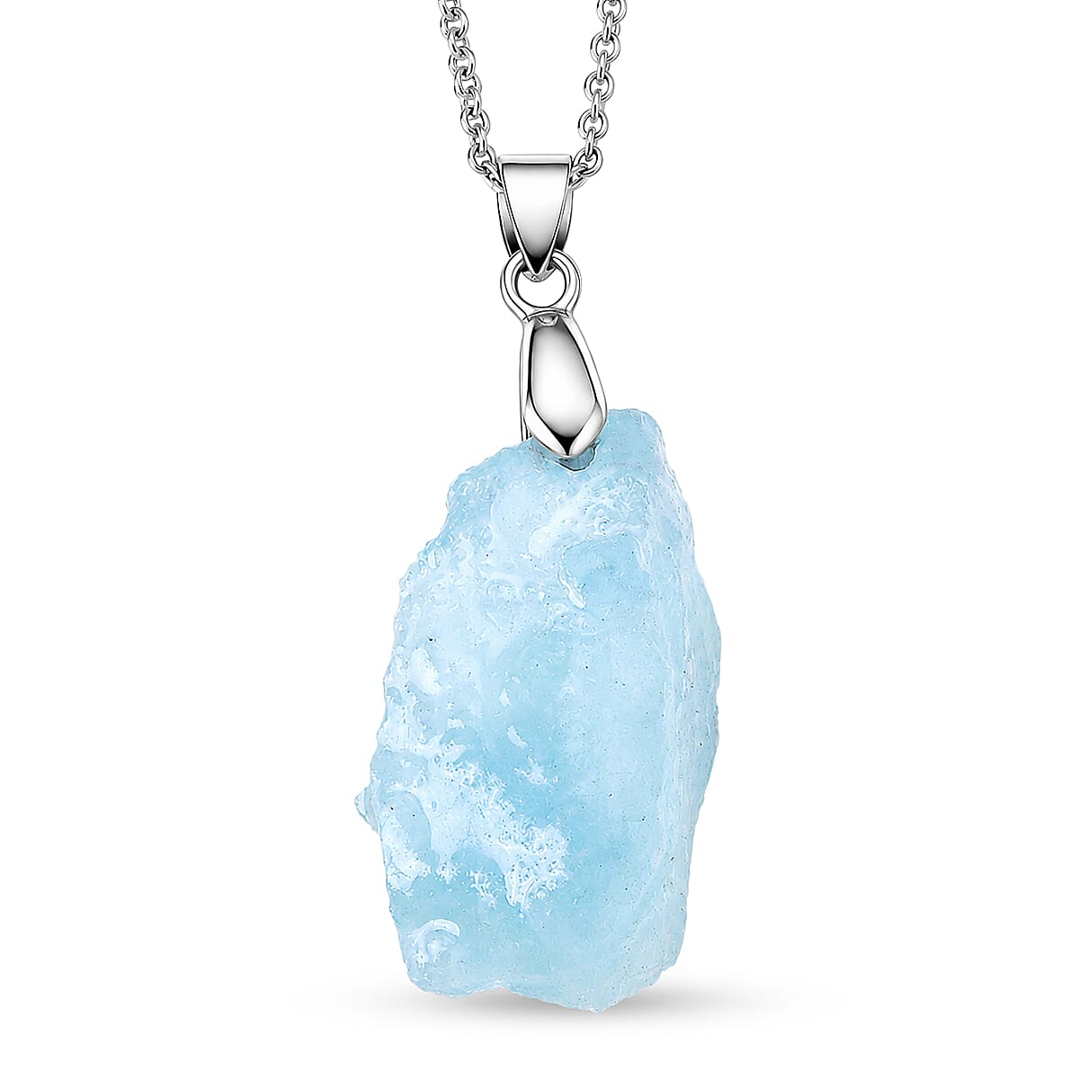 Aquamarine Pendant with Chain (Size 20) Stainless Steel  40.000  Ct.