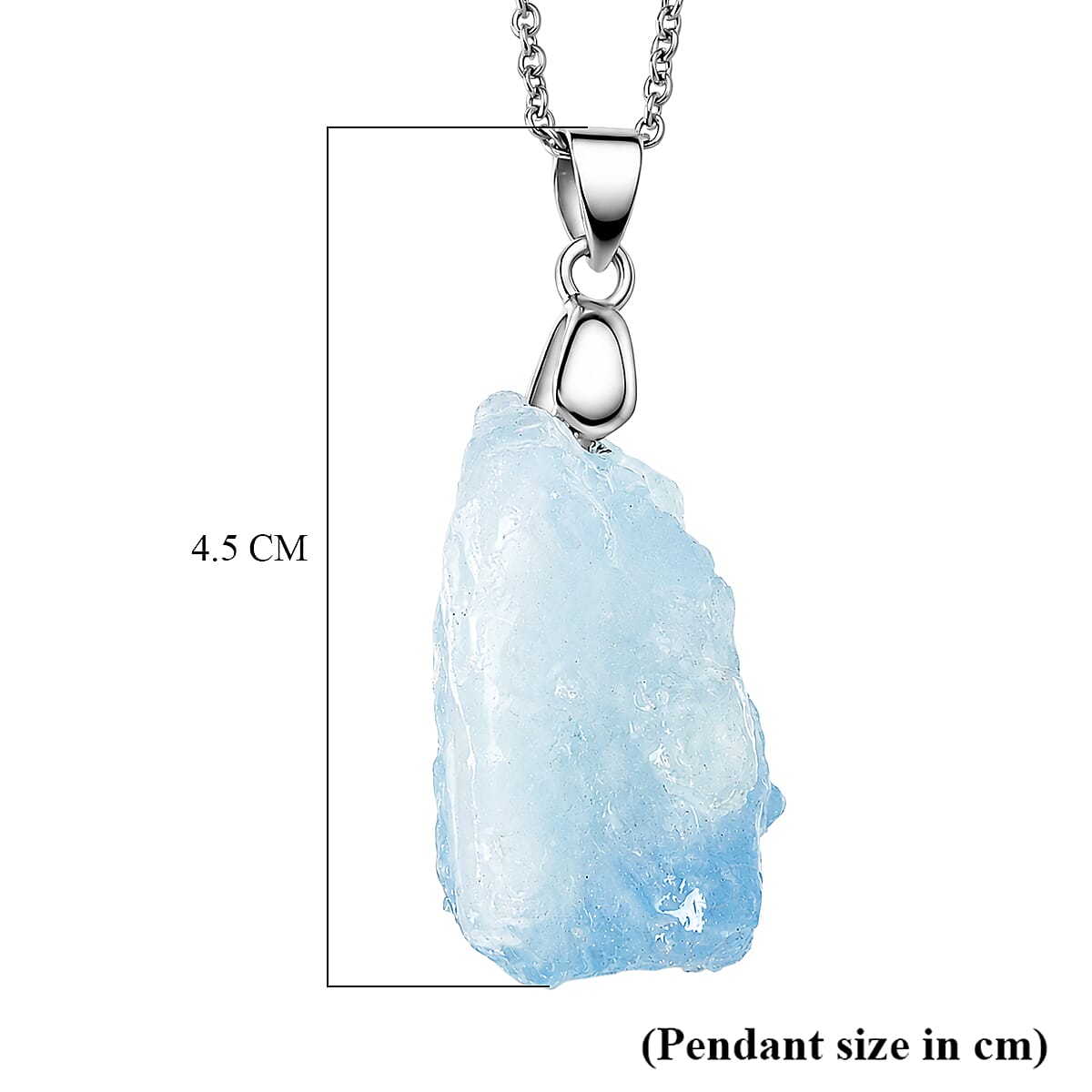Aquamarine Pendant with Chain (Size 20) Stainless Steel  40.000  Ct.