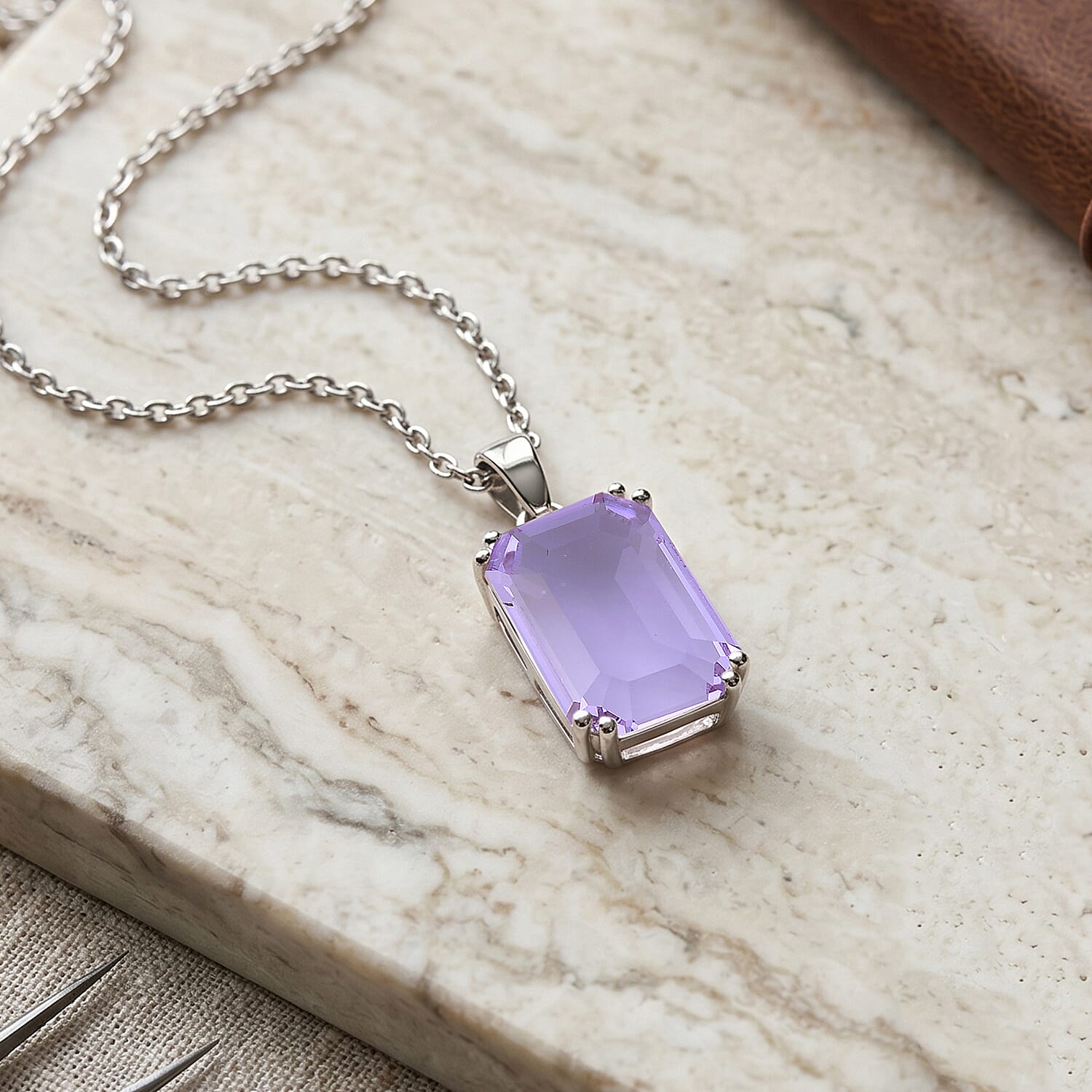 Purple Crystal Pendant with Chain (Size 20-2 Ext)