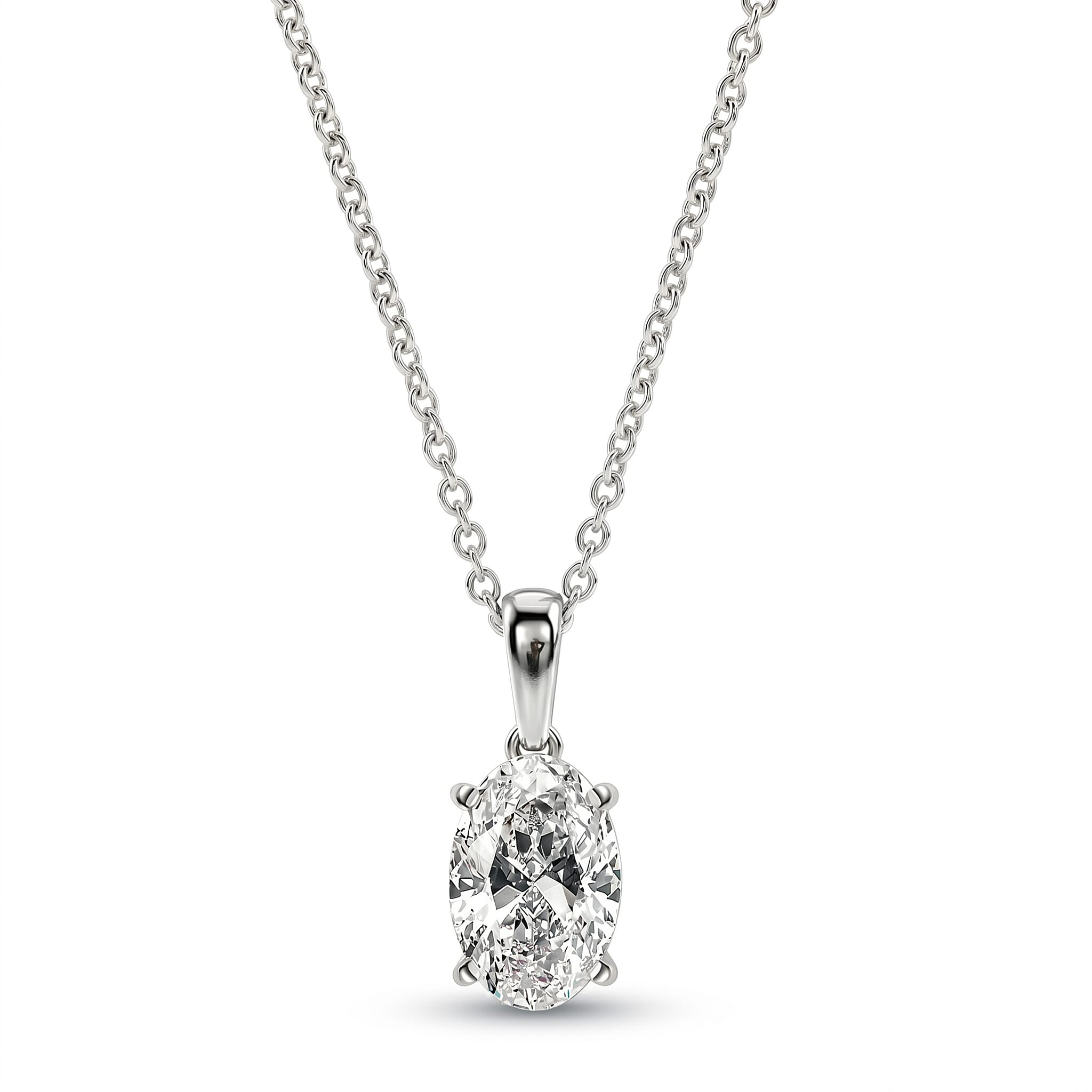 Luxuriant - SGL Certified Lab Grown Diamond (SI-G-H) Solitaire Pendant with Chain (Size 20) in Rhodium Overlay Sterling Silver 2.00 Ct.