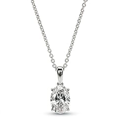 LUXURIANT 2 Ct. Lab Grown Diamond Oval-Cut Solitaire Pendant with Chain (Size 20) in Rhodium Overlay Sterling Silver, SGL Certified (SI-G-H)