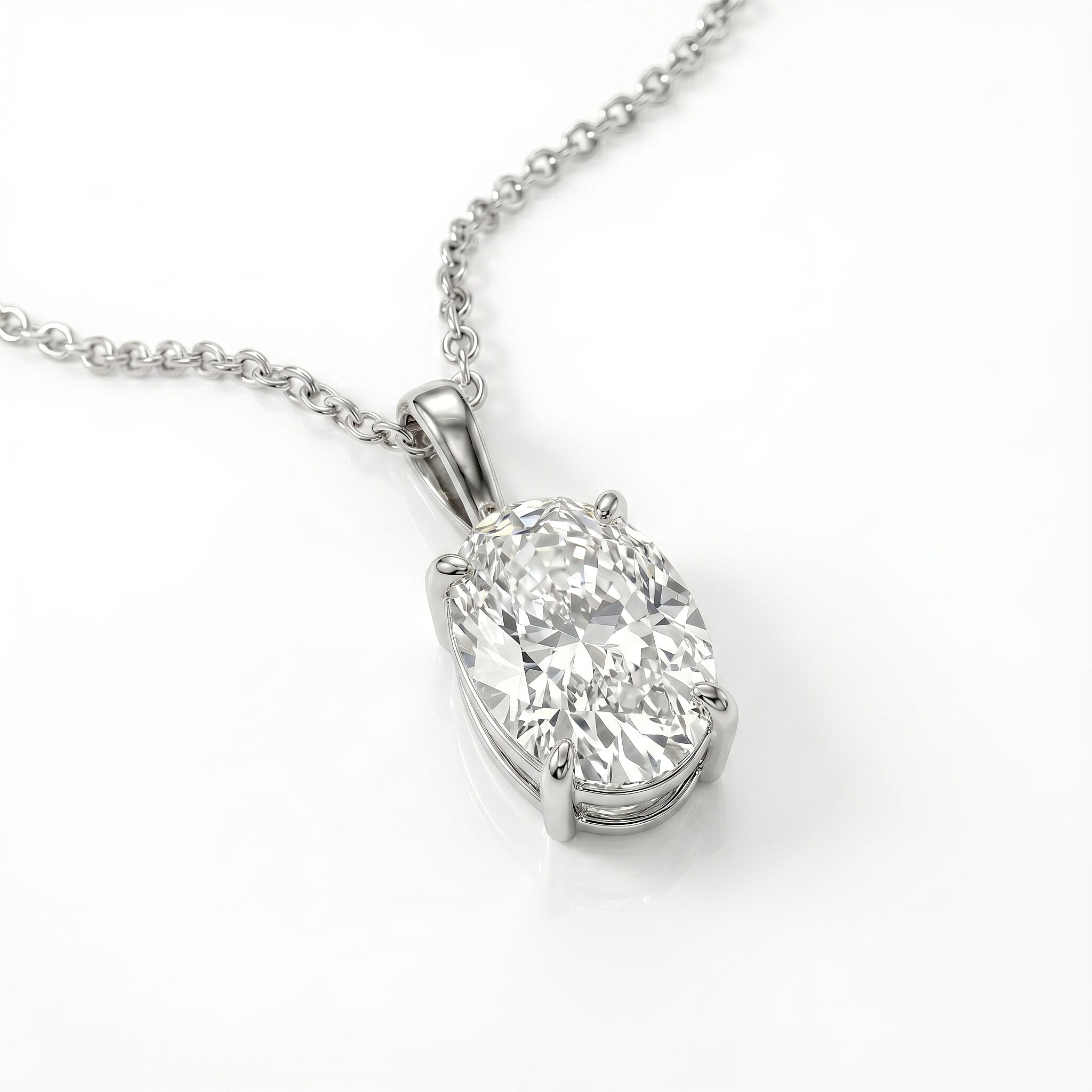 Luxuriant - SGL Certified Lab Grown Diamond (SI-G-H) Solitaire Pendant with Chain (Size 20) in Rhodium Overlay Sterling Silver 2.00 Ct.