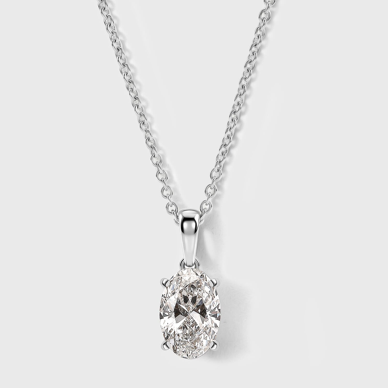 Luxuriant - SGL Certified Lab Grown Diamond (SI-G-H) Pendant with Chain (Size 20) in Rhodium Overlay Sterling Silver 2.00 Ct.