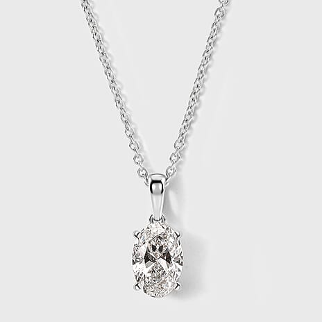 Luxuriant - SGL Certified Lab Grown Diamond (SI-G-H) Pendant with Chain (Size 20) in Rhodium Overlay Sterling Silver 2.00 Ct.
