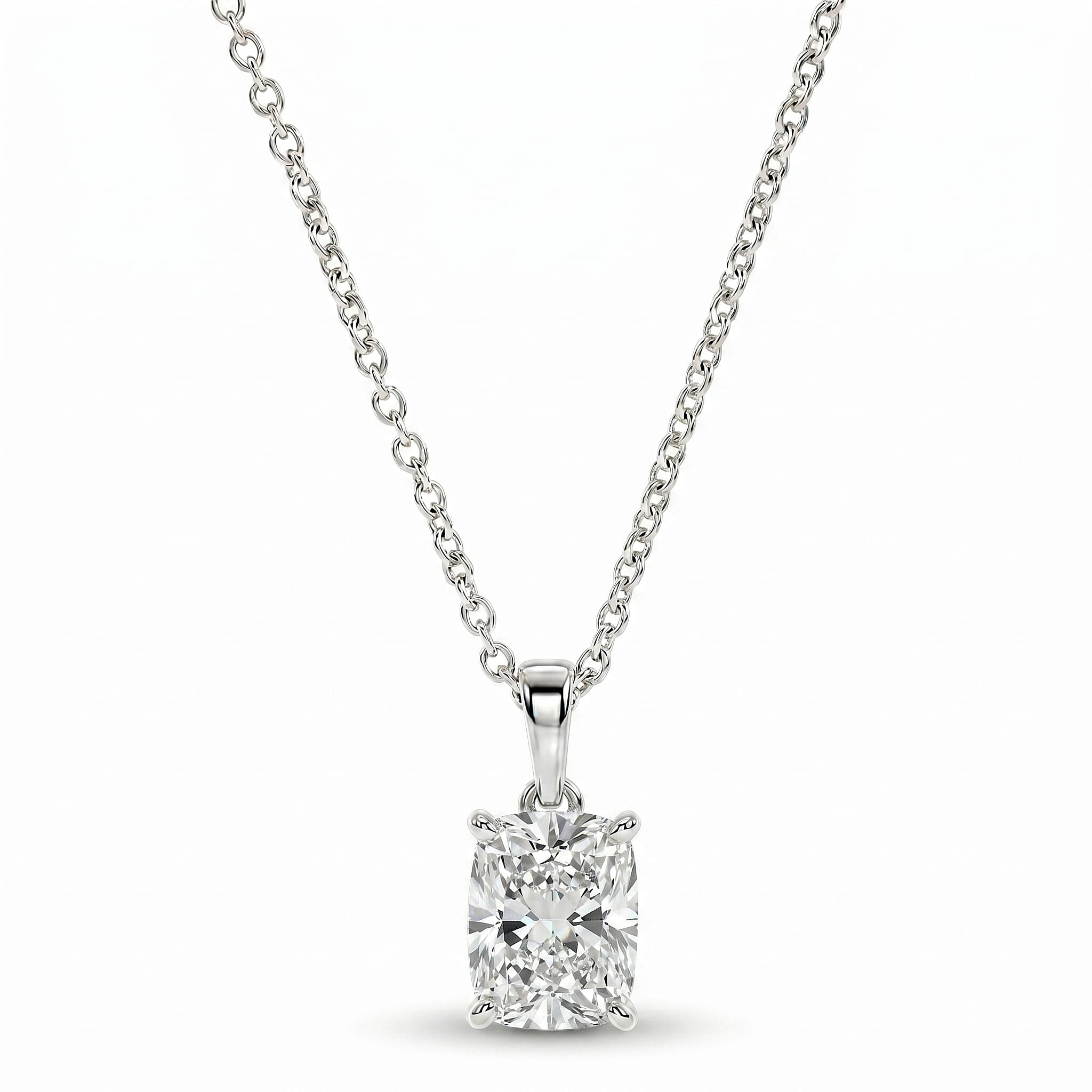 Luxuriant - SGL Certified Lab Grown Diamond (SI-G-H) Pendant with Chain (Size 20) in Rhodium Overlay Sterling Silver 2.00 Ct.