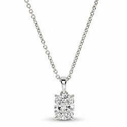 LUXURIANT 2 Ct. Lab Grown Diamond Oval-Cut Solitaire Pendant with Chain (Size 20) in Rhodium Overlay Sterling Silver, SGL Certified (SI-G-H)