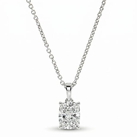 Luxuriant - SGL Certified Lab Grown Diamond (SI-G-H) Pendant with Chain (Size 20) in Rhodium Overlay Sterling Silver 2.00 Ct.