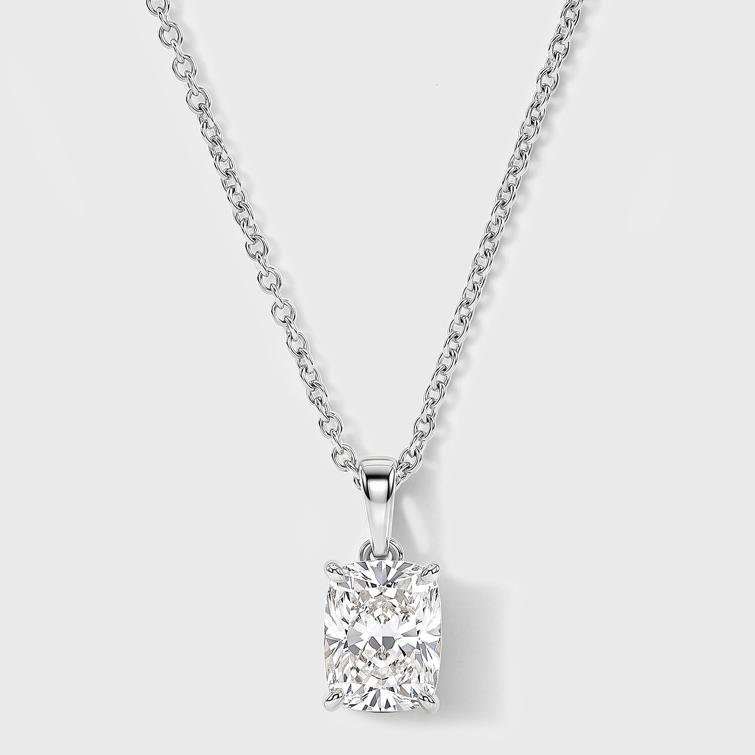 Luxuriant - SGL Certified Lab Grown Diamond (SI-G-H) Pendant with Chain (Size 20) in Rhodium Overlay Sterling Silver 2.00 Ct.