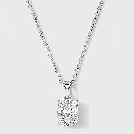 Luxuriant - SGL Certified Lab Grown Diamond (SI-G-H) Pendant with Chain (Size 20) in Rhodium Overlay Sterling Silver 2.00 Ct.