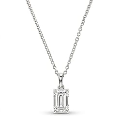 LUXURIANT 2 Ct. Lab Grown Diamond Oval-Cut Solitaire Pendant with Chain (Size 20) in Rhodium Overlay Sterling Silver, SGL Certified (SI-G-H)