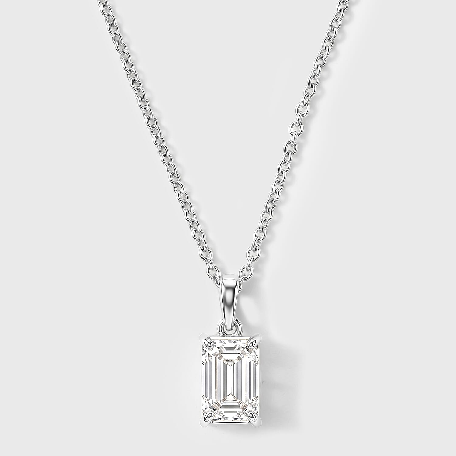 Luxuriant - SGL Certified Lab Grown Diamond (SI-G-H) Pendant with Chain (Size 20) in Rhodium Overlay Sterling Silver 2.00 Ct.