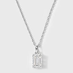 LUXURIANT 2 Ct. Lab Grown Diamond Cushion-Cut Solitaire Pendant with Chain (Size 20) in Rhodium Overlay Sterling Silver, SGL Certified (SI-G-H)