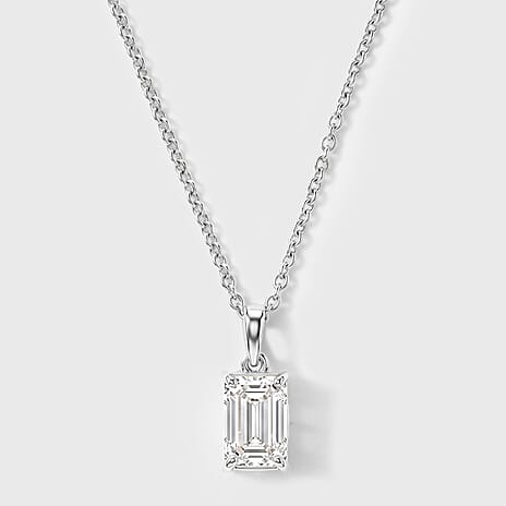 Luxuriant - SGL Certified Lab Grown Diamond (SI-G-H) Pendant with Chain (Size 20) in Rhodium Overlay Sterling Silver 2.00 Ct.
