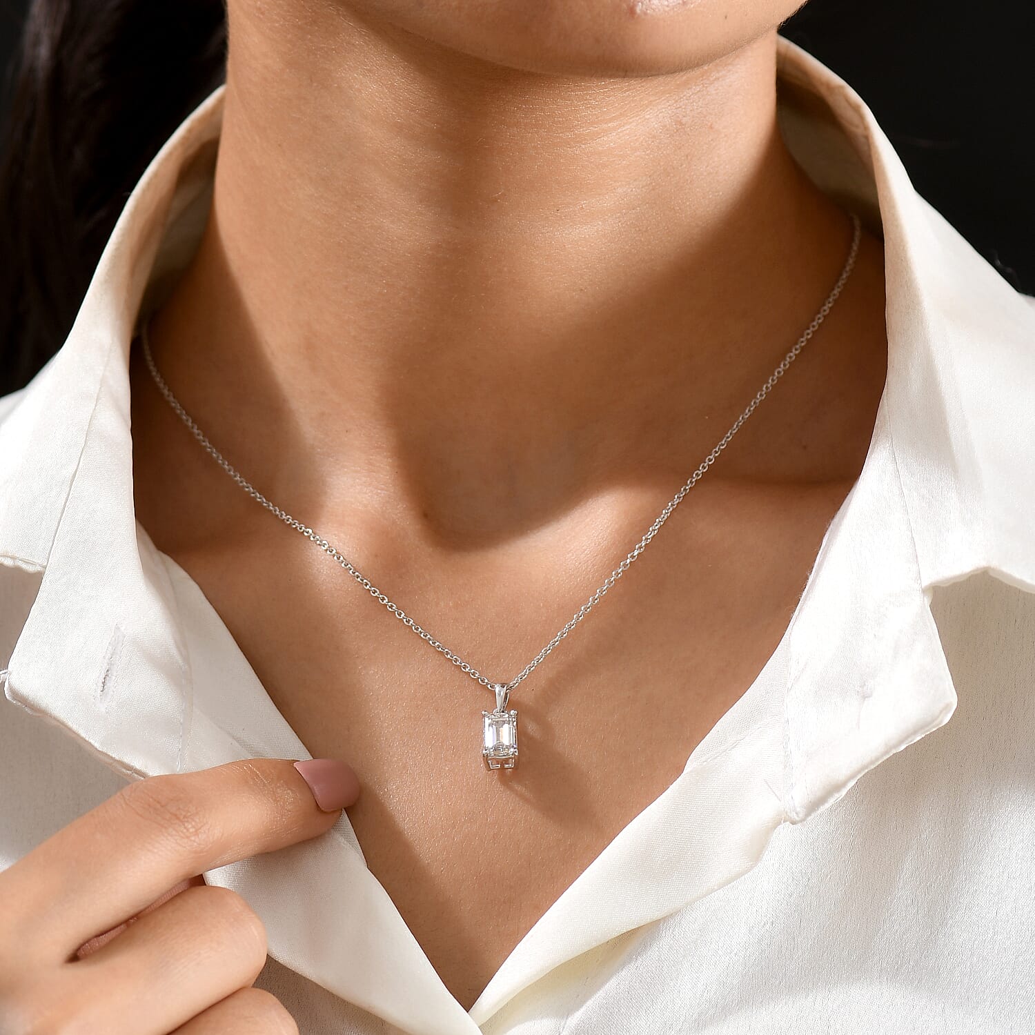 Luxuriant - SGL Certified Lab Grown Diamond (SI-G-H) Pendant with Chain (Size 20) in Rhodium Overlay Sterling Silver 2.00 Ct.