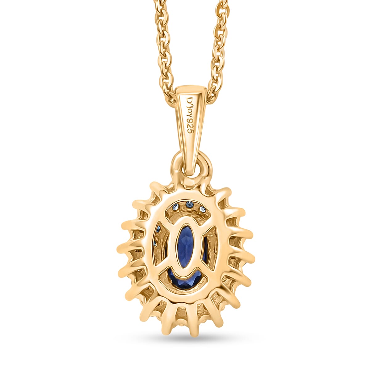 Tanzanite,  Champagne Diamond,  White Diamond Pendant with Chain (Size 20) in 18K YG Vermeil Sterling Silver 0.16 ct  0.640  Ct.